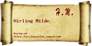 Hirling Milán névjegykártya